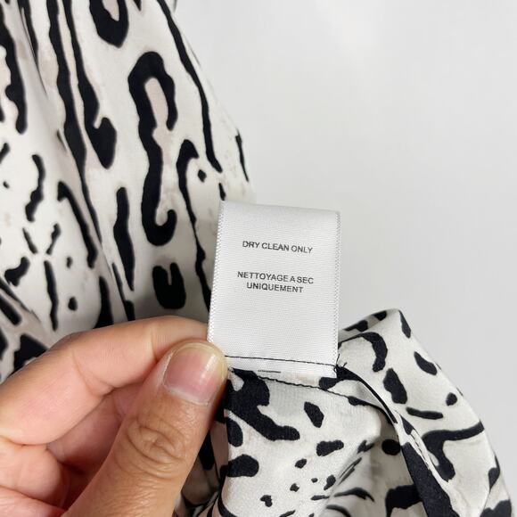Joie XSmall XS Black White Silk Toki Ocelet Printed Tank Animal Print Grossgrain - Picture 9 of 12